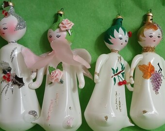 Vintage Italian Glass Christmas Ornaments: Four Seasons Set