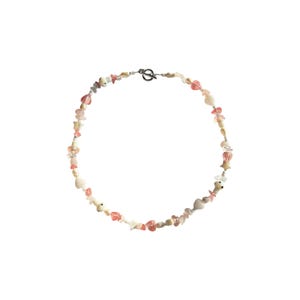 Frankie | beaded necklace | fairy | alternative | mushroom | freshwater pearls | rose quartz | strawberry quartz | y2k pink