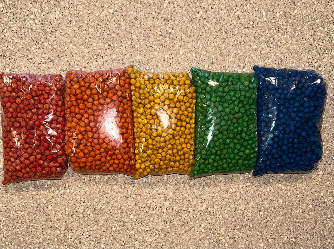 Colored Chickpeas, Colored Beans, Sensory Play, Sensory Bin Filler