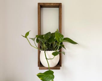 Handmade Pine Wood Wall Shelf | Modern Floating Plant Holder, Indoor Decor