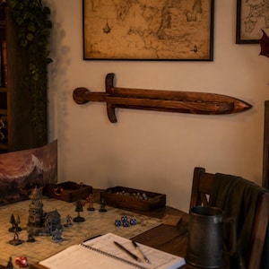Sword Shaped Miniature Shelf, DND Mini Display, TTRPG Character Shrine, Fantasy Gamer Decor, Dungeon Master Gift image 11
