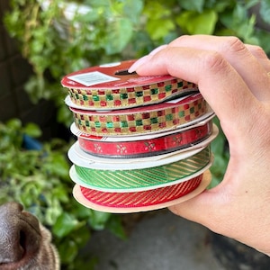 Rare Find Vintage Christmas Ribbon Metallic Vintage Ribbon Thrifted Ribbon