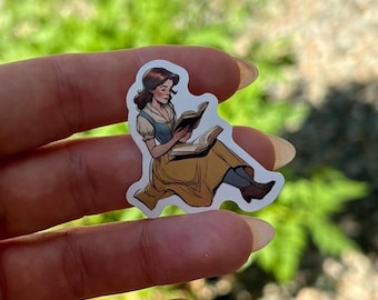 Belle Reading Waterproof Sticker: Funny Kindle Sticker