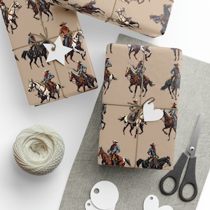 Western Cowboy Wrapping Paper - Birthday Wrapping Paper - Gifts for Him - Western Gifts