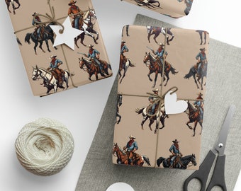 Western Cowboy Wrapping Paper - Birthday Wrapping Paper - Gifts for Him - Western Gifts