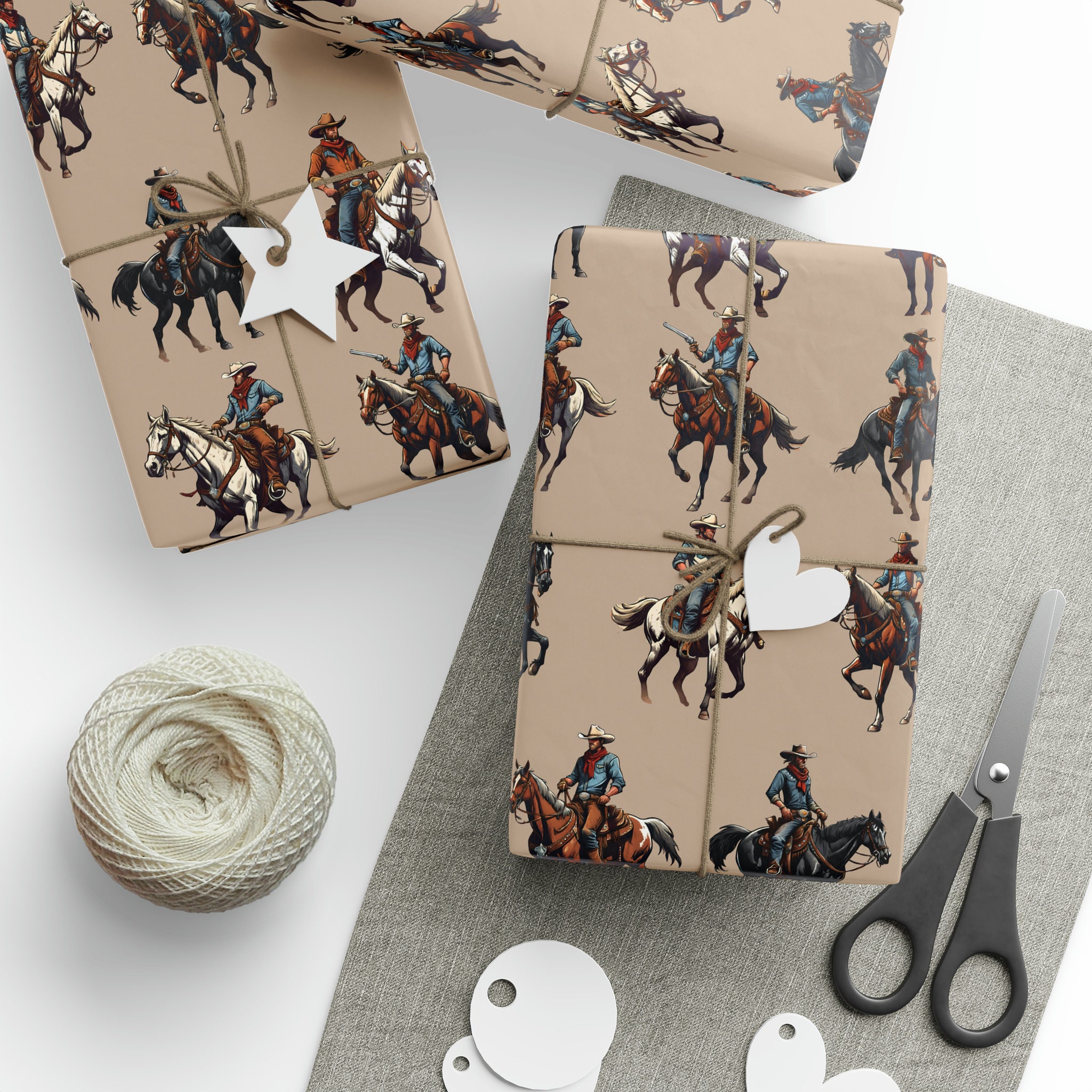 Country Cowboy Boots Stick Horse Desert Western Wrapping Paper