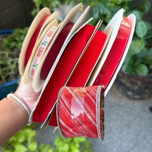 Rare Find Vintage Christmas Ribbon Red Christmas Velvet Ribbon for Wrapping Thrifted Ribbon