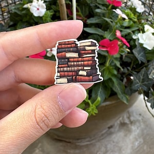 Stack of Books Sticker, Funny Sticker, Kindle Sticker, Tiny Sticker, Filler Sticker, Bookish Sticker, Vintage Sticker