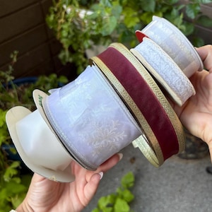 Rare Find Vintage Christmas Ribbon White Snowflake Ribbon for Wrapping Christmas Thrifted
