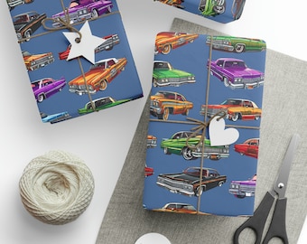 Low Rider Wrapping Paper - Classic Cars Wrapping Paper - 40th Birthday - 50th Birthday - 60th Birthday