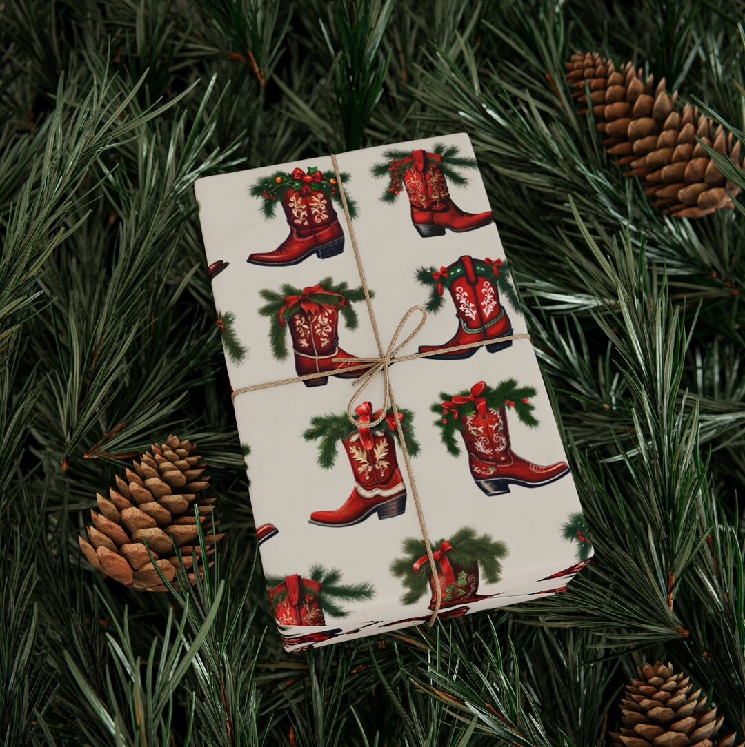 Western Cowboy Boots Christmas Wrapping Paper Funny Wrapping Paper