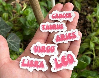 Sticker horoscoop, sticker dierenriem, ram, stier, tweeling, kreeft, leeuw, maagd, weegschaal, schorpioen, boogschutter, steenbok, waterman, vissen