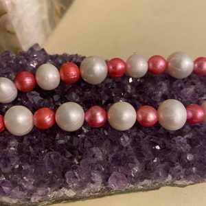 White and Pink Pear Necklace