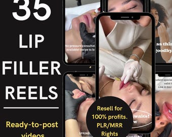 PLR 35 Luxury Lip Filler Instagram Reels, Editable Botox Injection Videos, MedSpa Marketing Templates, Nurse Injector Reels, Medspa Reeels