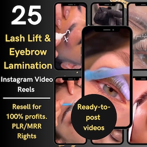 Videos de lifting de pestañas, laminación de cejas, tecnología para cejas, redes sociales sobre lifting de pestañas, artistas de cejas y pestañas, marketing de tecnología para pestañas, PLR/MRR