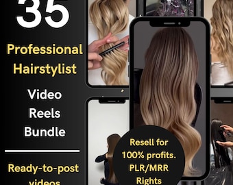 PLR 35 Hairdresser Reels, Keratin Treatment Templates, Hair Salon Video Reels, HairStyle Ideas, Hairstylist Video Reels,  Hair Tik Tok Video