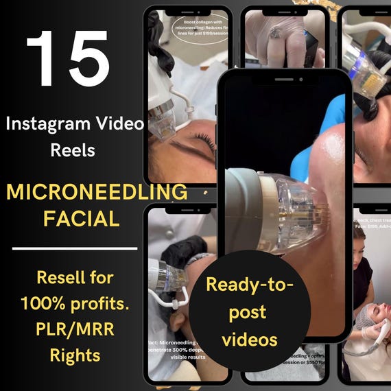 PLR Microneedling Video Reels: Esthetician Social Media Templates (MRR)