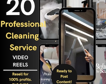20 Cleaning Service Social Media Templates | Video Reel Canva Templates | House Cleaning Business Marketing | Instagram TikTok Content | PLR