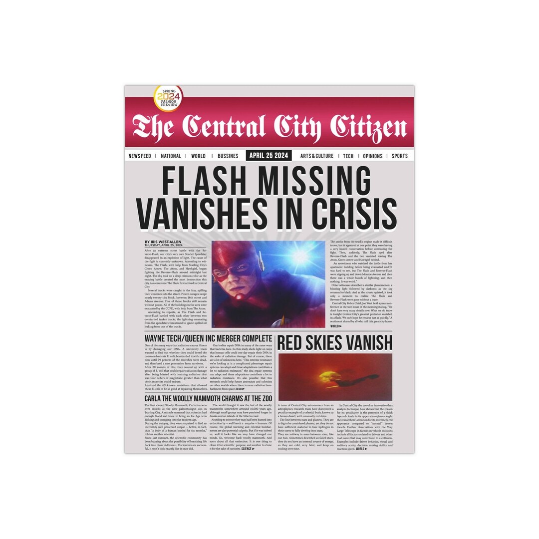 Poster the Flash Newspaper 2024 TV Show Etsy Canada