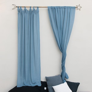 Stonewashed Linen Curtains Bohemian 19 Color Options sheer Curtains Living Room Drapery Panels