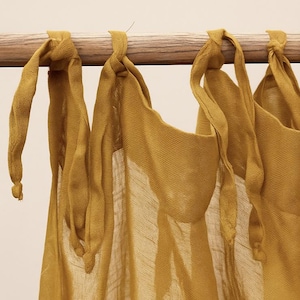 Linen Curtain Semi Sheer 100%  Tab top back tab Curtains 19 Color Options Curtains Living Room Drapery Panels