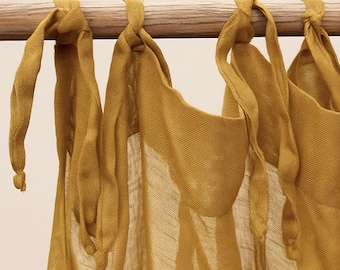 Cortinas de linho semitransparentes 100% com ilhós na parte superior e traseira, disponíveis em 19 cores. Painéis de cortina para sala de estar.
