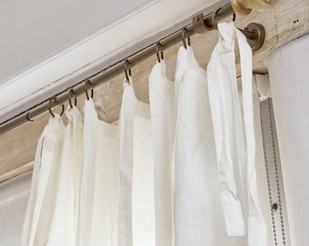 Boho Weiß Leinen Gardinen Panel Tür Fenster, Benutzerdefinierte Größe Handgefertigte Vorhänge für Schlafzimmer Wohnzimmer