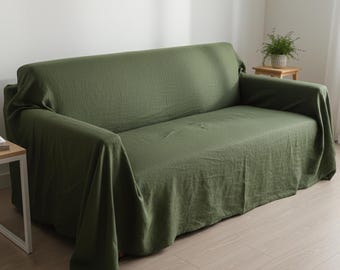 Capa para sofá Terre Vert Boho em linho, capa removível estilo boho, tamanhos personalizados, protetor de sofá.