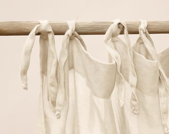 Cortinas de linho branco empoeirado, estilo Boho Stonewashed, para portas e janelas, painel de cortina de tamanho personalizado, 25 opções de cores.