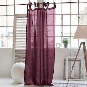 Fuschia Bohemian Linen Curtain Panel CUSTOM CURTAINS Door Window Linen Drapery Panel for Home Decor