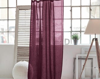Painel de cortina de linho fúcsia estilo boho, feito sob medida. Cortinas de linho para portas e janelas, ideal para decoração de interiores.