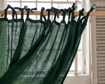 Rideaux bohèmes en lin, vert émeraude très larges pour chambre à coucher, salon et maisons modernes