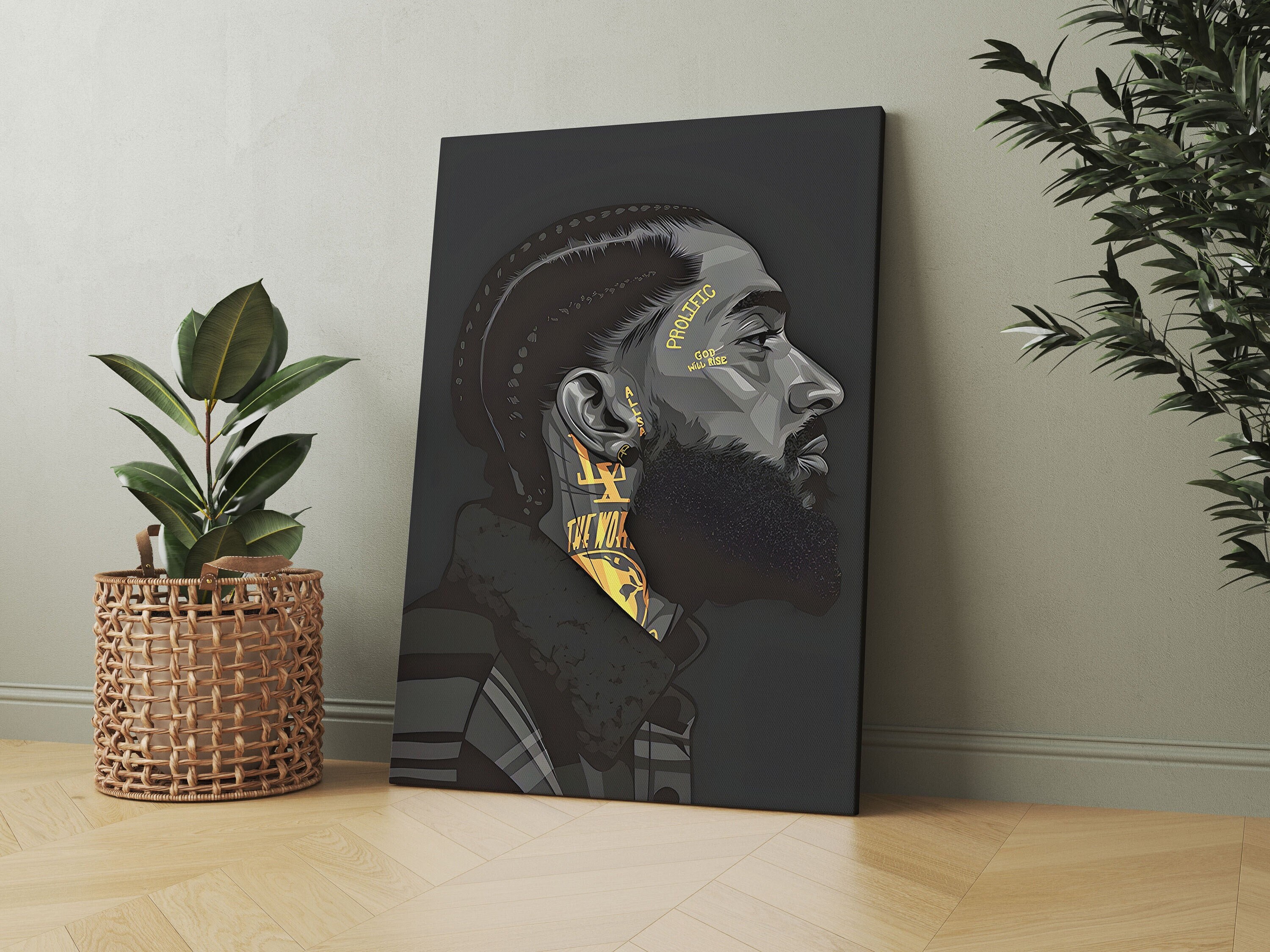 Nipsey Hussle Singer Canvas Painting, Artworks, Hip Hop Artworks, Rap