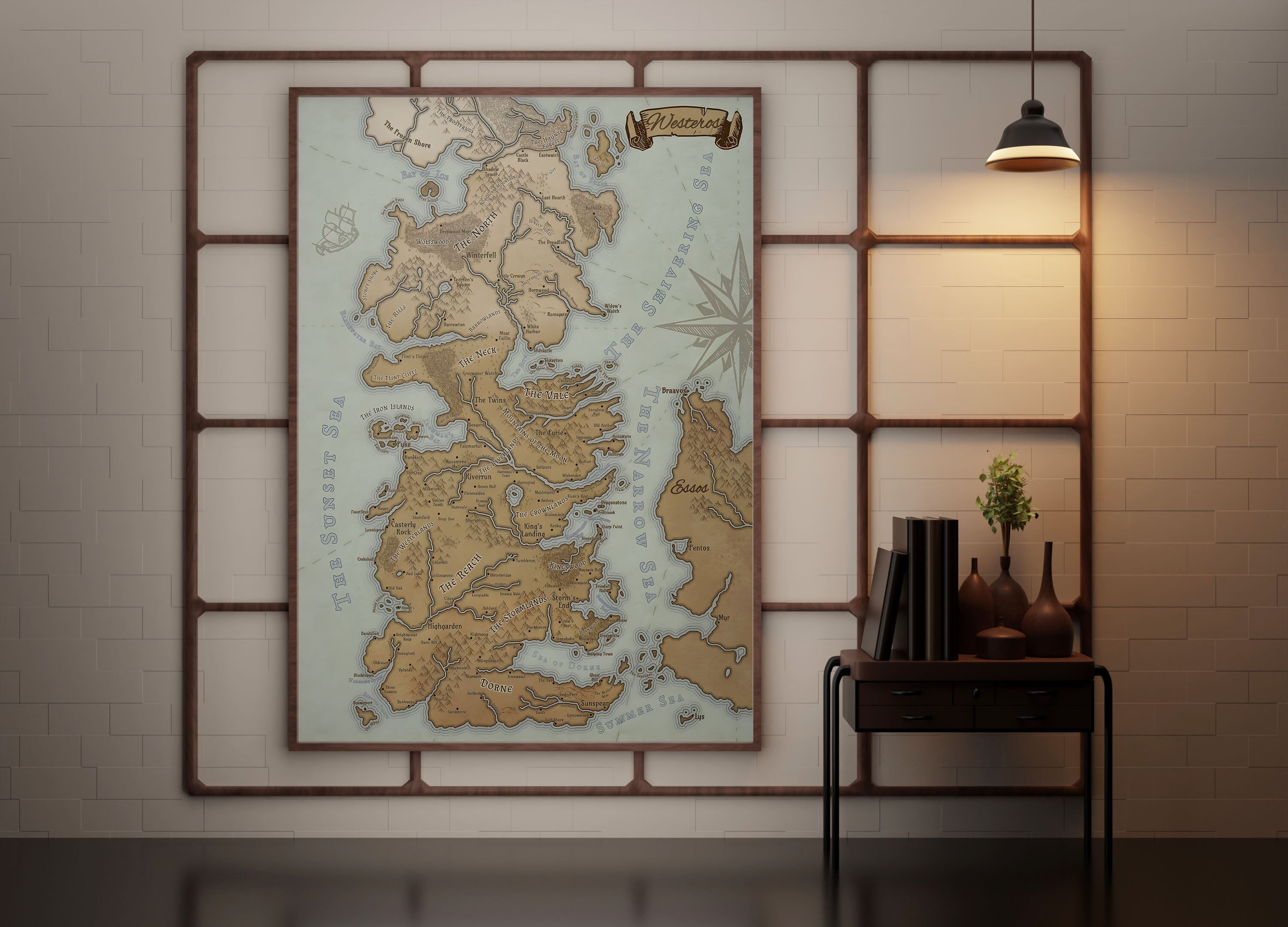 Game of Thrones Map Canvas, Westeros Map, Got Map, Fantasy Map Print ...