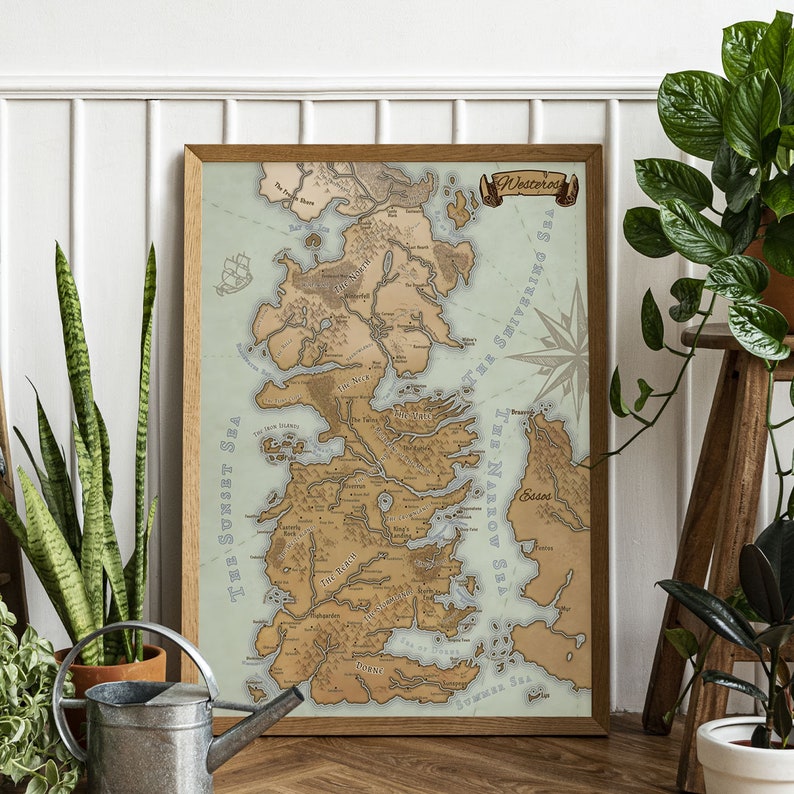 Game of Thrones Map Canvas, Westeros Map, Got Map, Fantasy Map Print ...