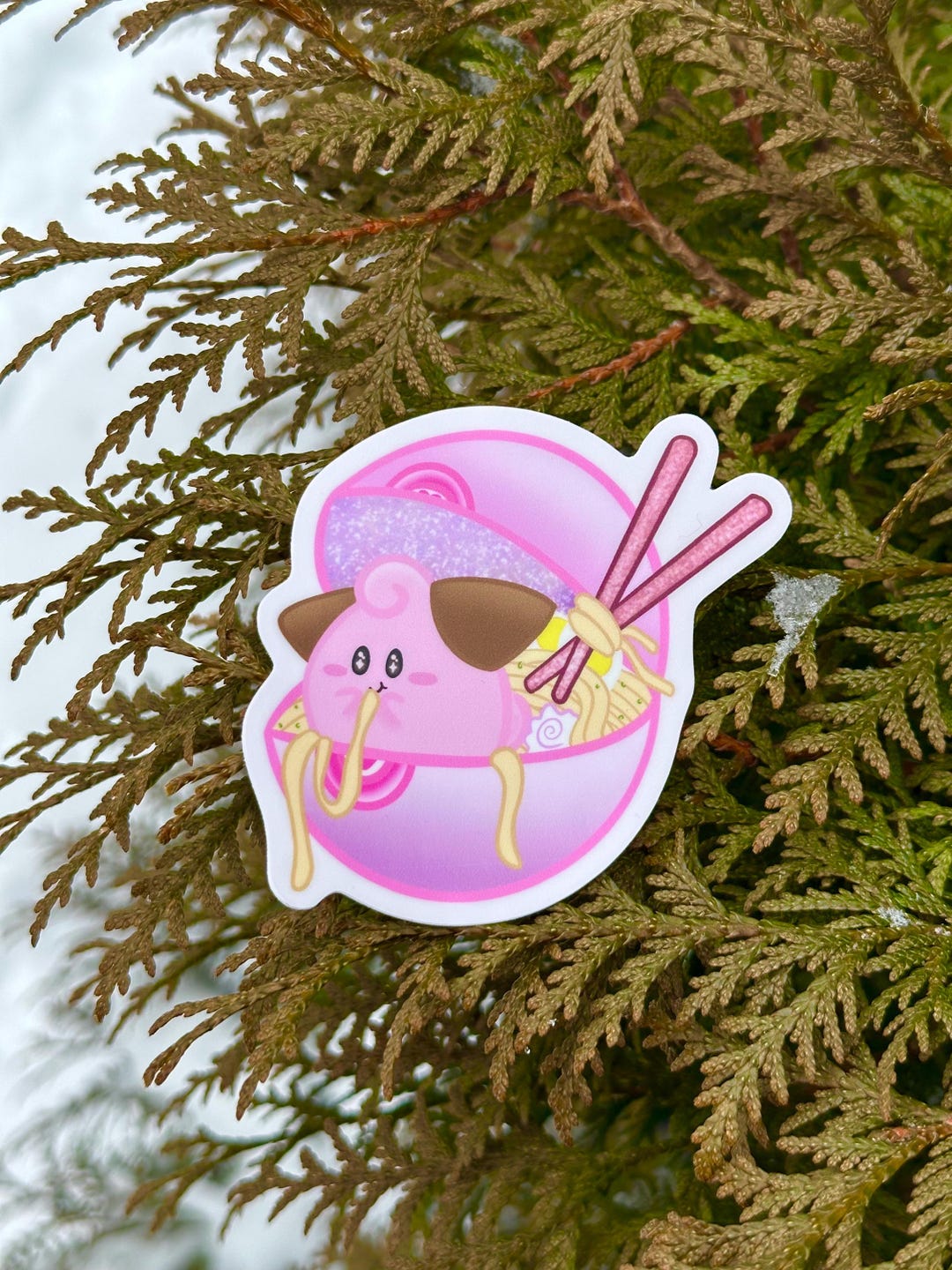 Cleffa Ramen Pokeball Inspired Sticker - Fairy Type Waterproof Sticker ...