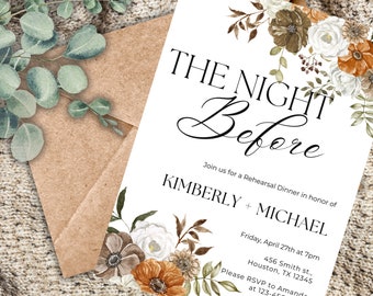 Rehearsal Dinner Invitation, rehearsal dinner invitations, Fall Florals