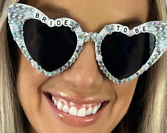 Bride Heart Shaped Sunglasses | Bachelorette Party | Party Favor | Bridal Supplies | Girls Weekend | Rhinestone Eyewear | Bride-to-be | Chic