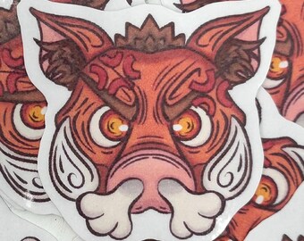 2 x 1.5 Angry Warthog Laminated Sticker