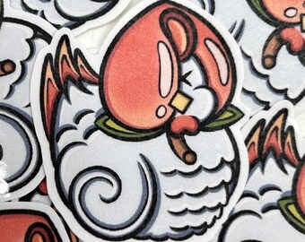 1.5 x 2 Peach Chicken Laminated Sticker