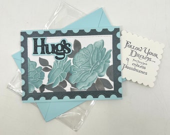 Floral Hugs Handmade Small Greeting Card
