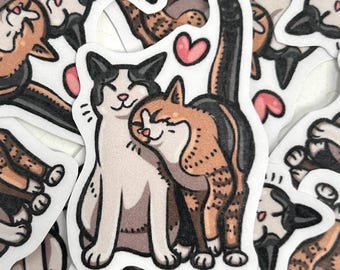 1.5 x 2 Cat Couple Laminated Sticker