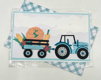 Thankful Blank Handmade Large Blue Card