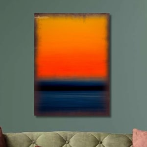 Mark Rothko Blue Orange Framed Canvas Painting,Minimalism Painting,Abstract Canvas Wall Art,Ready To Hang Canvas,Yellow and Blue Abstract103