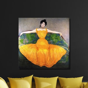 Max Kurzweil Lady In Yellow Art Print,Max Kurzweil Canvas Wall Art,Woman in a Yellow Dress,Canvas Poster & Canvas Panel,Home Wall Decor1