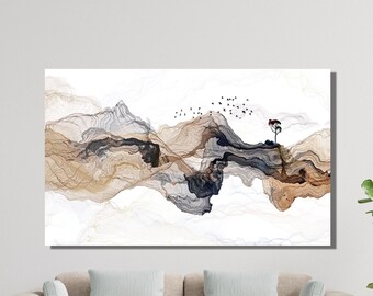 Modern Abstract Canvas Print, Landscape Wall Art