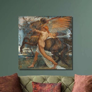 Walter Crane Pegasus Art Print, Walter Crane Canvas Wall Art, Canvas Print,Walter Crane Artwork,Gift Idea, Canvas Wall Decor2