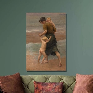 Impresión artística de Virginie Demont-Breton Into the water, póster de sus hijos bañándose, arte de pared en lienzo, impresión de reproducción, póster vintage, decoración de pared 2
