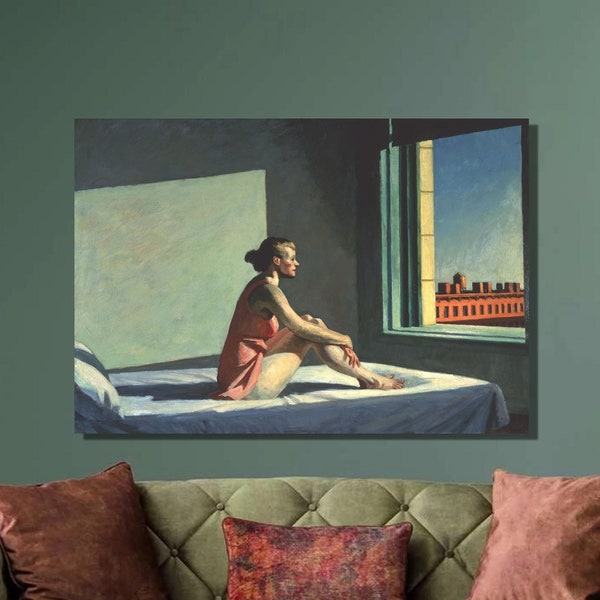 Edward Hopper Morning Sun Art Print,Edward Hopper Canvas Wall Art,Realism art,Hopper Artwork,Canvas Print, Home & Office Decor16