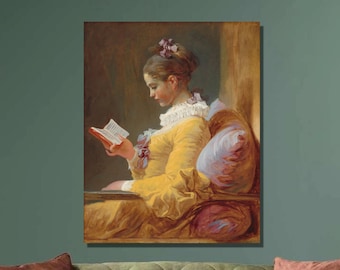 Fragonard Young Girl Reading, Rococo Canvas Art Print